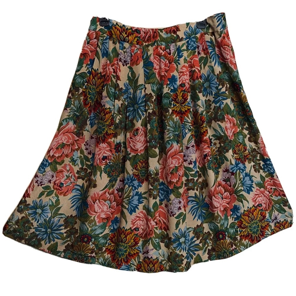 Anthropologie Postella Skirt floral print silk pleated boho cottagecore boho